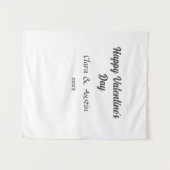 ハッピーバレンタインデー 名前 日付 シンプル ミニマル タペストリー (正面(横))