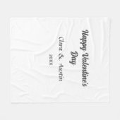 ハッピーバレンタインデー 名前 日付 シンプル ミニマル フリースブランケット (正面(横))