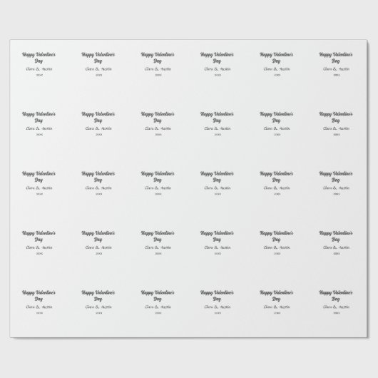 ハッピーバレンタインデー 名前 日付 シンプル ミニマル ラッピングペーパー (フラット)