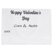 ハッピーバレンタインデー 名前 日付 シンプル ミニマル ラージペーパーバッグ (裏面)