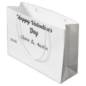 ハッピーバレンタインデー 名前 日付 シンプル ミニマル ラージペーパーバッグ (裏面アングル)