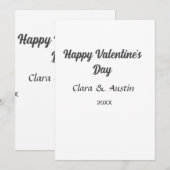 ハッピーバレンタインデー 名前 日付 シンプル ミニマル 招待状 (正面/裏面)