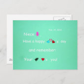 ハッピーバレンタインデー・姪 シーズンポストカード (正面/裏面)