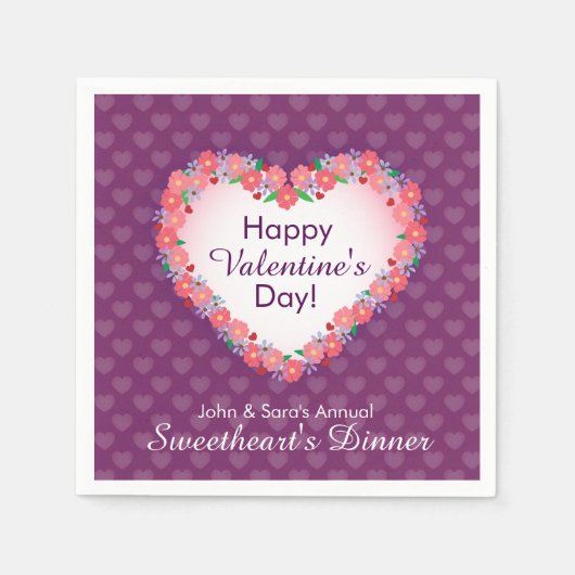 ハッピーバレンタインデー、恋人の夕食 スタンダードカクテルナプキン (正面)