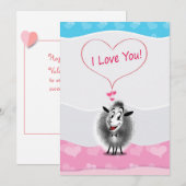 ハッピーバレンタインデー！ 愛してる！ かわいい羊 シーズンカード (正面/裏面)
