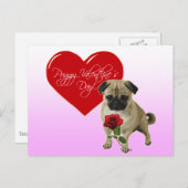 ハッピーバレンタインデー – 愛してる – Pugはがき シーズンポストカード (正面/裏面)
