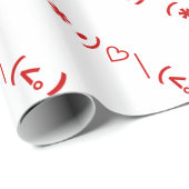 ハッピーバレンタインデー/日本の絵文字 ラッピングペーパー (ロールコーナー)