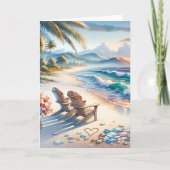 ハッピーバレンタインデー | 海波と海ガラス カード (正面)