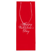 ハッピーバレンタインデー，白い文字，赤い贈り物 ワインギフトバッグ (裏面)