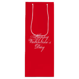 ハッピーバレンタインデー，白い文字，赤い贈り物 ワインギフトバッグ