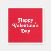 ハッピーバレンタインデー、白、赤紙 スタンダードカクテルナプキン (正面)