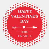 ハッピーバレンタインデー |矢印ハート ラウンドシール (正面)