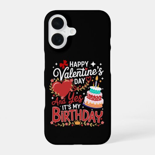 ハッピーバレンタインデー＆私の誕生日おめでとう iPhone 16ケース (裏面)