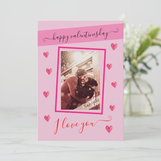 ハッピーバレンタインデー、私はあなたを愛している+写真 招待状 (スタンド正面)