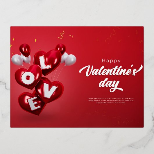 ハッピーバレンタインデー 箔シーズンポストカード (正面)