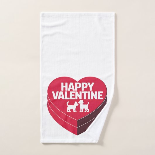 ハッピーバレンタインデー、箱のチョイス&フリのシルエット ハンドタオル (ハンドタオル)