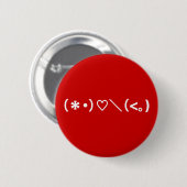 ハッピーバレンタインデー/絵日本の文字 缶バッジ (正面&裏面)