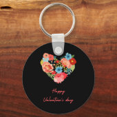 ハッピーバレンタインデー(花カラフル) キーホルダー (正面)