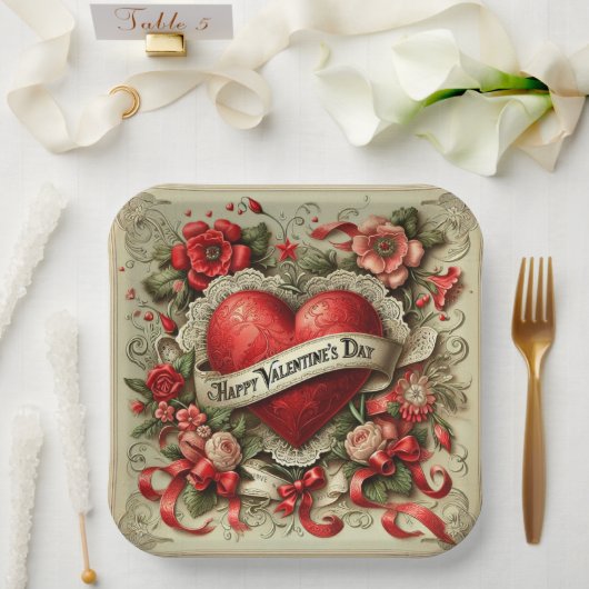 ハッピーバレンタインデー、装飾イラストレーション、 ペーパープレート (ウェディング)