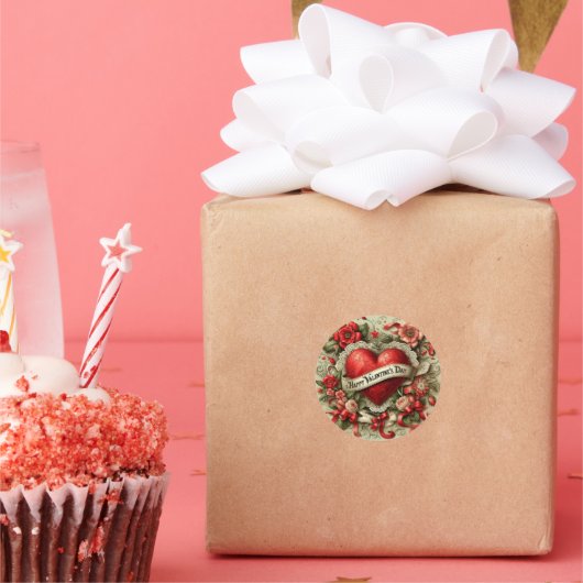 ハッピーバレンタインデー、装飾イラストレーション、 ラウンドシール (パーティー)