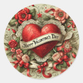 ハッピーバレンタインデー、装飾イラストレーション、 ラウンドシール (正面)