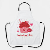 ハッピーバレンタインデー-赤いハートかわいい画像 エプロン (正面)
