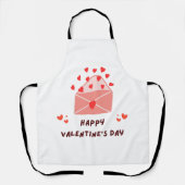 ハッピーバレンタインデー-赤いハートラブイメージ エプロン (正面)