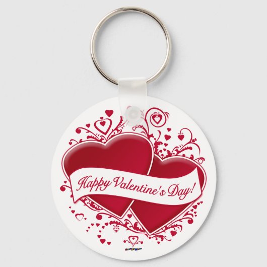 ハッピーバレンタインデー!赤いハート キーホルダー (正面)