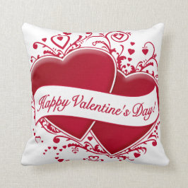 ハッピーバレンタインデー! 赤いハート クッション