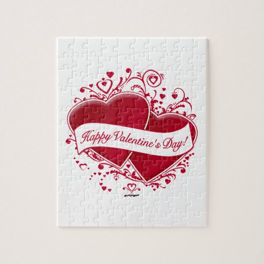 ハッピーバレンタインデー!赤いハート ジグソーパズル (縦)