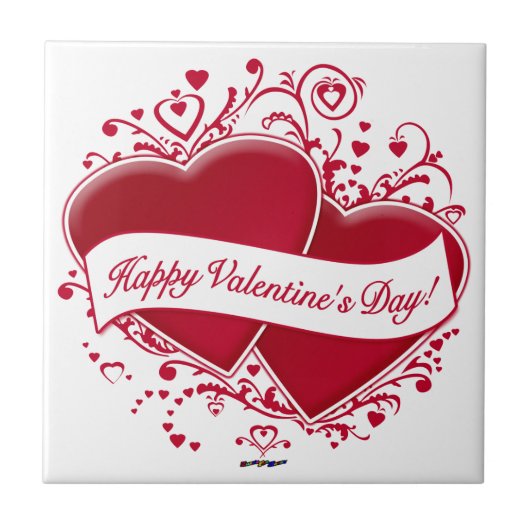 ハッピーバレンタインデー!赤いハート タイル (正面)
