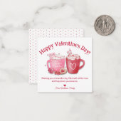 ハッピーバレンタインデー，赤ピンクの水色2マグカップ ノートカード (正面/裏面インサイチュ)
