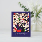 ハッピーバレンタインデー。踊りカップルアールデコ シーズンポストカード (スタンド正面)