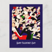 ハッピーバレンタインデー。踊りカップルアールデコ シーズンポストカード (正面)