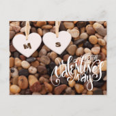 ハッピーバレンタインデー。2つのハートのビーチ シーズンポストカード (正面)