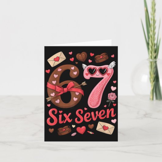 ハッピーバレンタインデー 67 ミーム ハート コケッティ ボウ カード (正面)