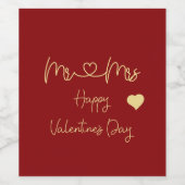 ハッピーバレンタインデー Mr & Mrs ワインラベル (シングルラベル)