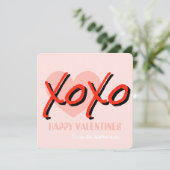 ハッピーバレンタインデー XoXo モダンピンク シーズンカード (スタンド正面)