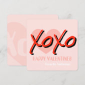 ハッピーバレンタインデー XoXo モダンピンク シーズンカード (正面/裏面)