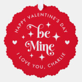 ハッピーバレンタインデーbe mineハート写真 オーナメントカード (正面)