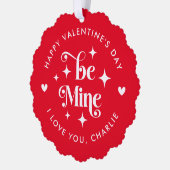ハッピーバレンタインデーbe mineハート写真 オーナメントカード (左)