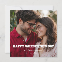 ハッピーバレンタインデーI Love You XOXOフォトモダンー シーズンカード