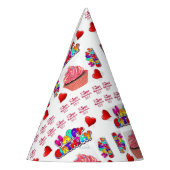 ハッピーバレンタインハッピーバースデー紙パーティー パーティーハット (左)