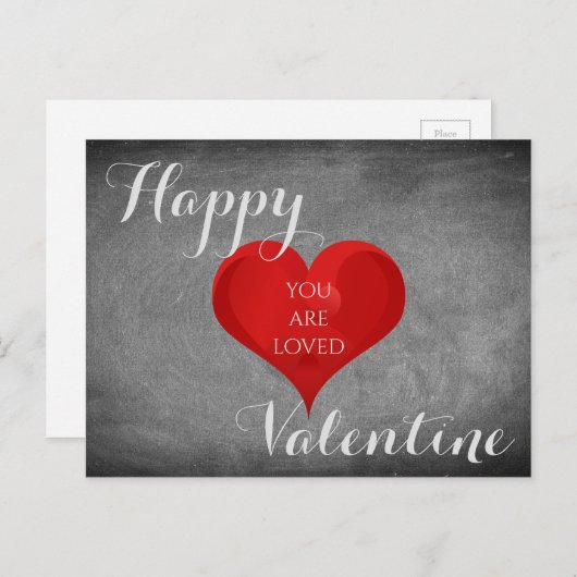 ハッピーバレンタインハートシャルボードタイポグラフィ シーズンポストカード (正面/裏面)
