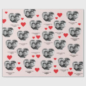 ハッピーバレンタインハートフォトピンク&レッド ラッピングペーパー (フラット)