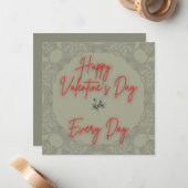 ハッピーバレンタインバラグレーフレーム文字赤 ノートカード (正面/裏面インサイチュ)