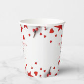 ハッピーバレンタインパーティーと赤いハート 紙コップ (右)