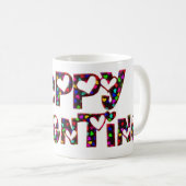 ハッピーバレンタインラブハートタイポグラフィかわいい コーヒーマグカップ (正面右)