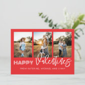 ハッピーバレンタインレッドフォトコラージファミリーカード シーズンカード (スタンド正面)