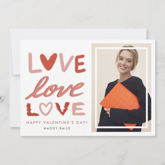 ハッピーバレンタイン写真グリーティングカード シーズンカード (正面)